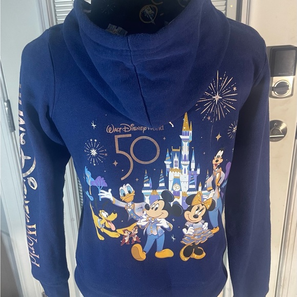 XS Walt Disney World Parks 50th‎ Anniversary Hoodie Full Zip Sweatshirt Navy - Picture 2 of 11